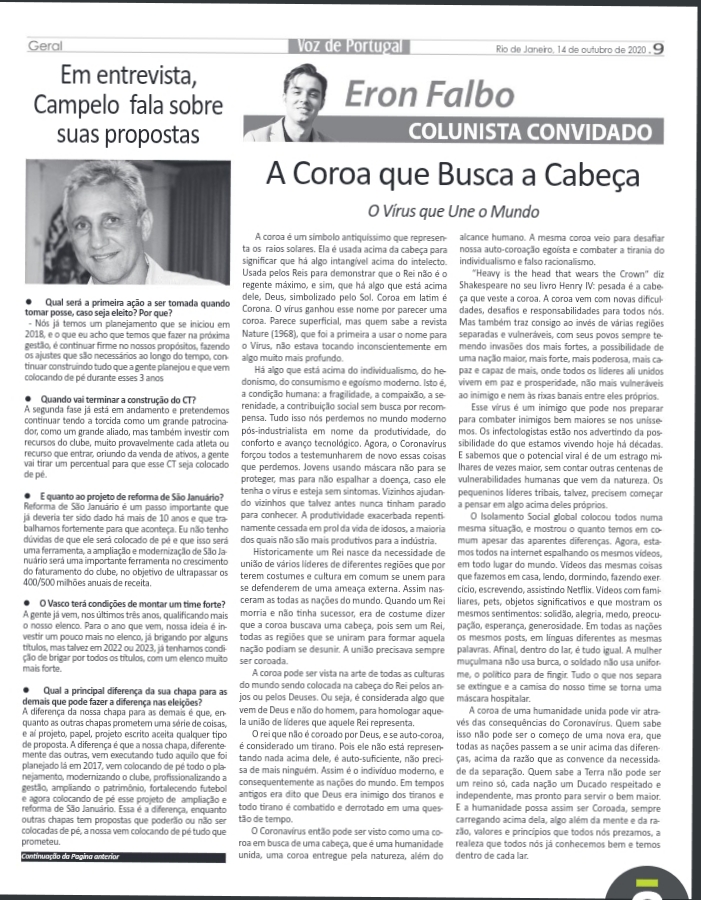A Voz de Portugal — column, 14 Oct 2020
